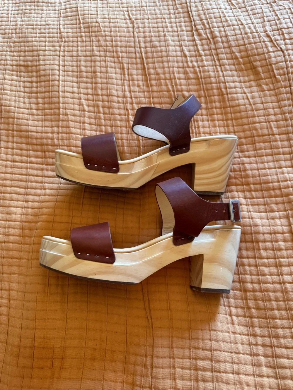 Nisolo Dark Brown Leather Platform Sandals with Ankle Strap